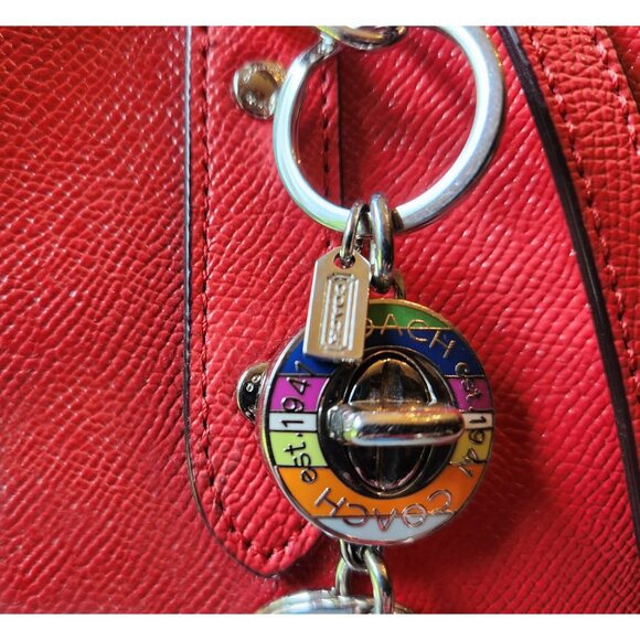 Coach Authentic 1941 Multicolor Stripe Turnlock 2-n-1 Valet Keychain NWOT - Picture 6 of 9
